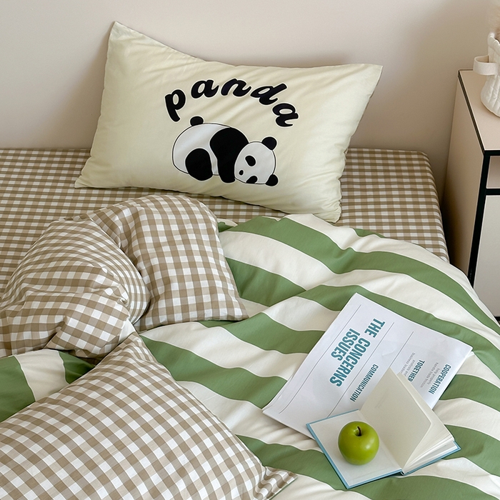 91家纺网 家纺一手货源 找家纺 2024新款40支13372全棉数码大版趣味系列四件套 熊猫潘达