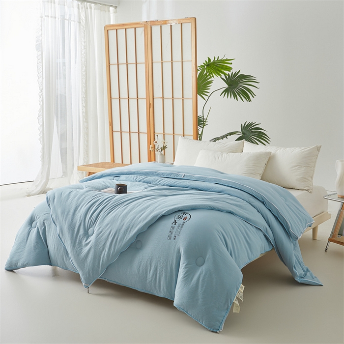 91家纺网 家纺一手货源 找家纺 创优家纺 2025新款原棉子母被双胎被春秋被冬被被子被芯二合一拉链款 原棉-蓝色