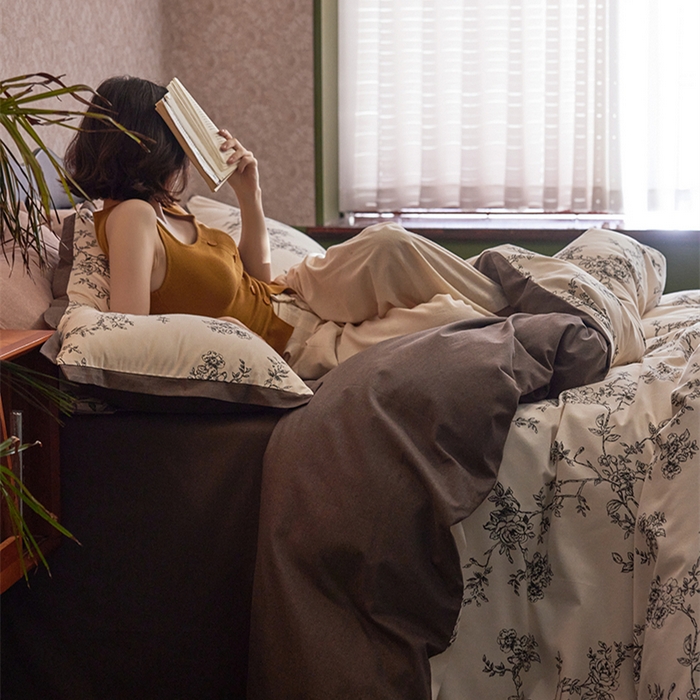 91家纺网 家纺一手货源 找家纺 2024新款全棉磨毛印花工艺款四件套 寻花集