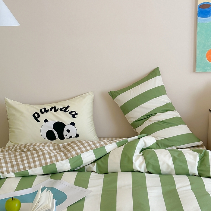 91家纺网 家纺一手货源 找家纺 2024新款40支13372全棉数码大版趣味系列四件套 熊猫潘达