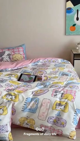 91家纺网 家纺一手货源 找家纺 2024新款40支13372全棉数码大版趣味系列四件套 绘画本