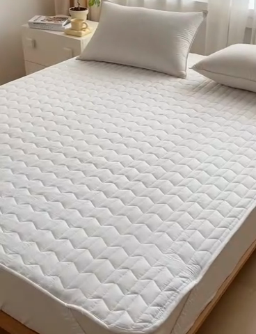 91家纺网 家纺一手货源 找家纺 2024新款40支全棉夹棉床垫 本白