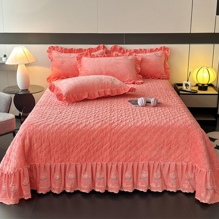 2024新款A类依恋宝宝绒韩版床盖 梦想粉