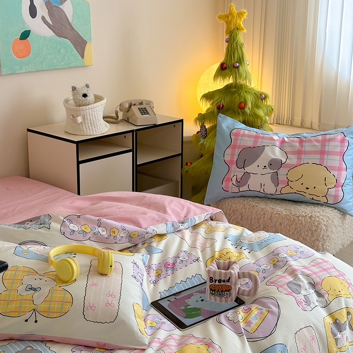 91家纺网 家纺一手货源 找家纺 2024新款40支13372全棉数码大版趣味系列四件套 绘画本