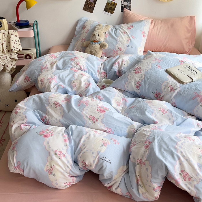 91家纺网 家纺一手货源 找家纺 星巴k家纺 2024新款A类超柔水洗棉印花四件套 半夏