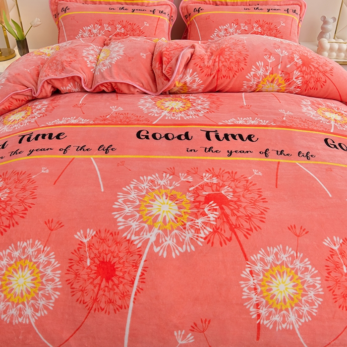 91家纺网 家纺一手货源 找家纺 绒品荟家纺 2025新款牛奶绒四件套 美好时光