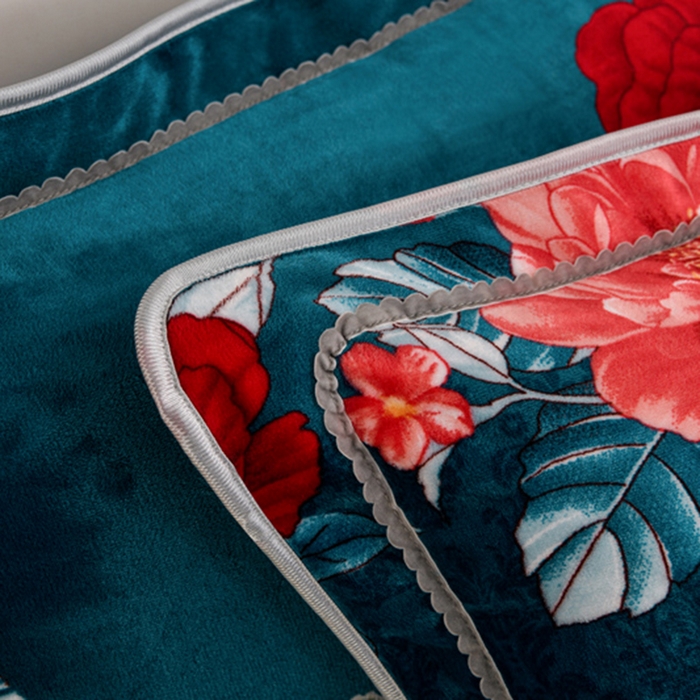 91家纺网 家纺一手货源 找家纺 晚静家纺 2024新款8.5斤牛奶绒金貂法莱绒床裙款保暖绒四件套 富贵花开