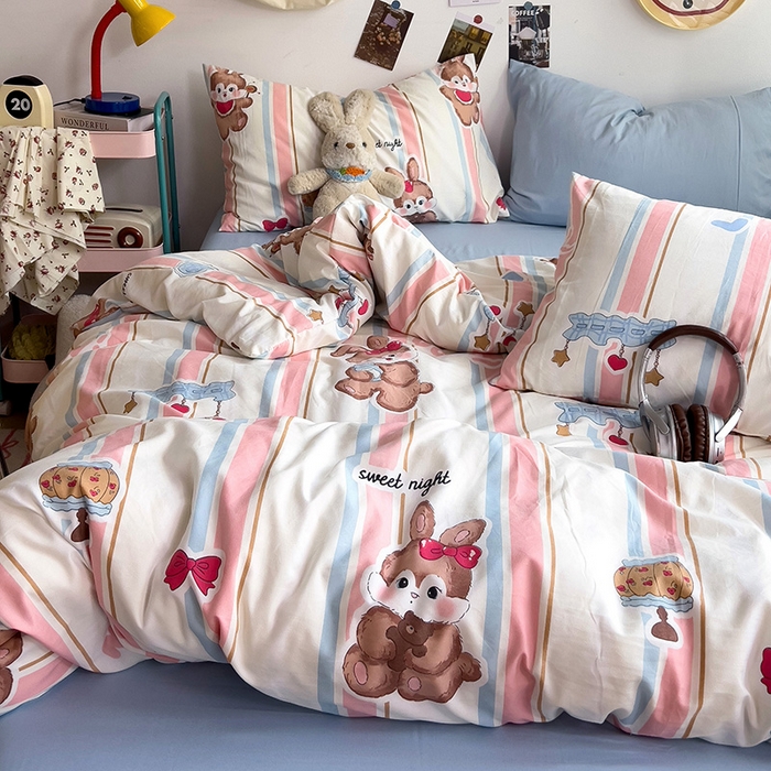 91家纺网 家纺一手货源 找家纺 星巴k家纺 2024新款A类超柔水洗棉印花四件套 兔兔报道