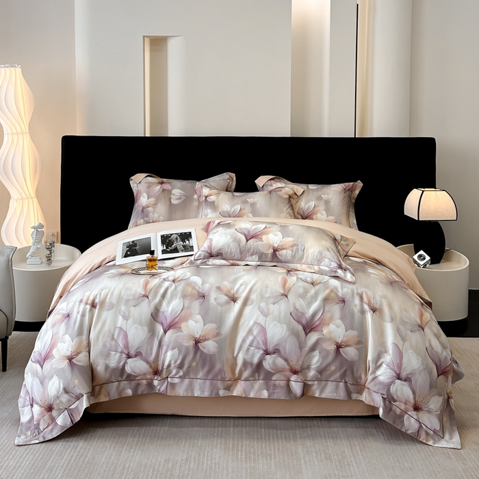 91家纺网 家纺一手货源 找家纺 舒慕 2025新款阳绒天丝棉磨毛数码印花缇芙绒四件套 云若依