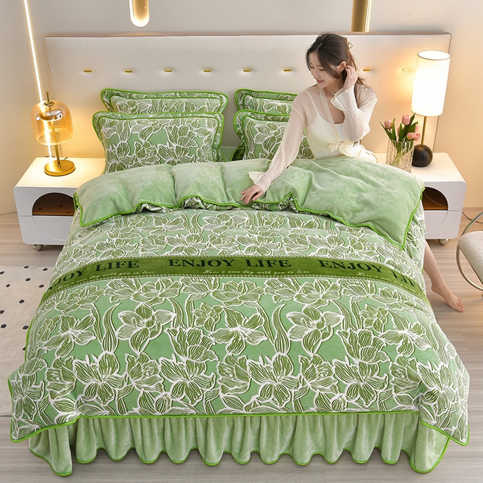 91家纺网 家纺一手货源 找家纺 绒品荟家纺 2025新款牛奶绒四件套 莫奈庄园