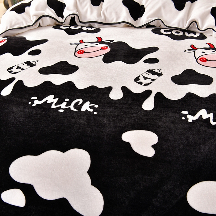 91家纺网 家纺一手货源 找家纺 绒品荟家纺 2025新款牛奶绒四件套 萌萌牛