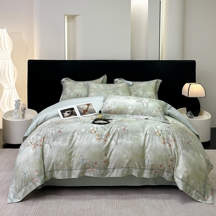 舒慕 2025新款阳绒天丝棉磨毛数码印花缇芙绒四件套 蝶飞花舞