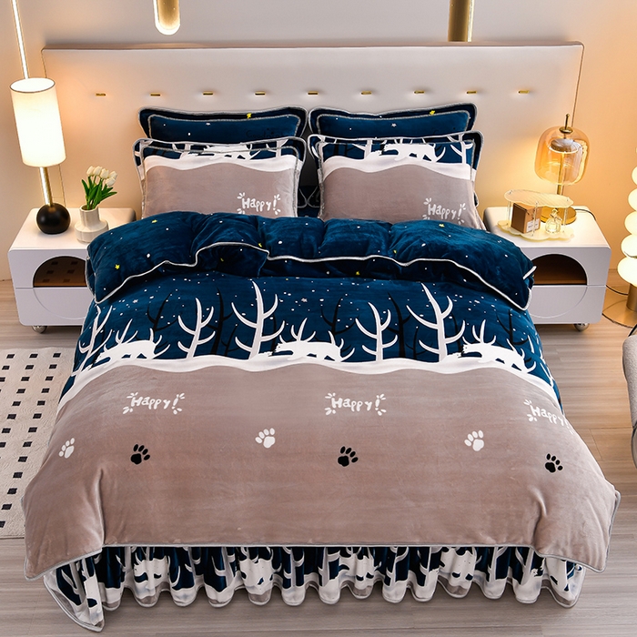 91家纺网 家纺一手货源 找家纺 绒品荟家纺 2025新款牛奶绒四件套 北极熊