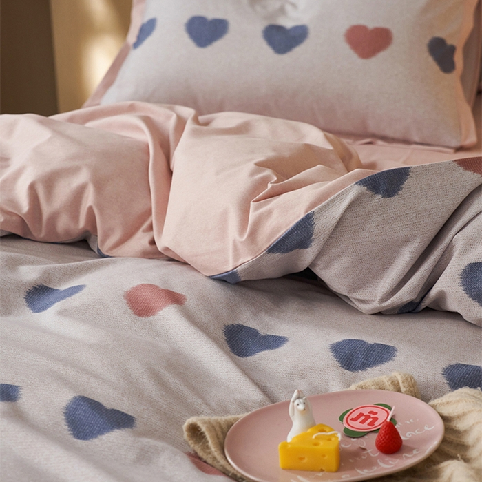 91家纺网 家纺一手货源 找家纺 2024新款全棉磨毛印花工艺款四件套 满心欢喜