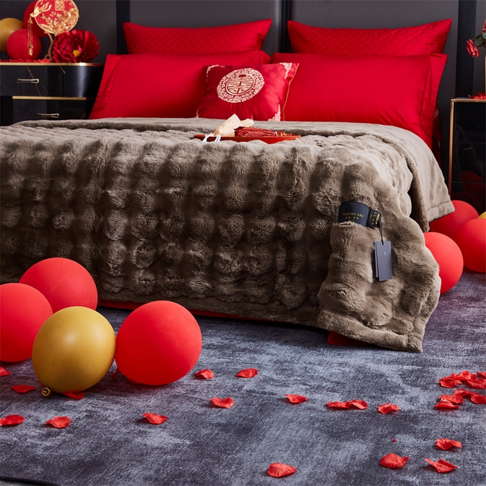 91家纺网 家纺一手货源 找家纺 2025新款仿皮草摩登艺术毛毯毯子子家用毛毛毯毯子四季盖毛毯毯子 艺术咖