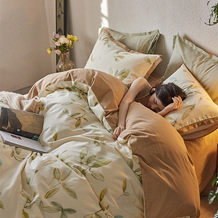 2024新款全棉磨毛印花工艺款四件套 乐莹