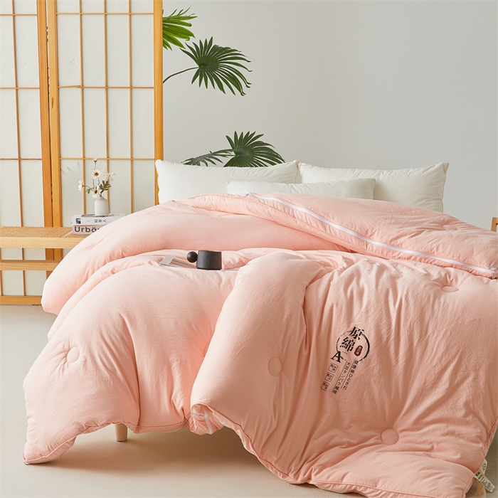 91家纺网 家纺一手货源 找家纺 创优家纺 2025新款原棉子母被双胎被春秋被冬被被子被芯二合一拉链款 原棉-粉玉