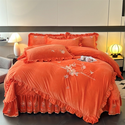 2024新品A类依恋宝宝绒韩版四件套 美人橙