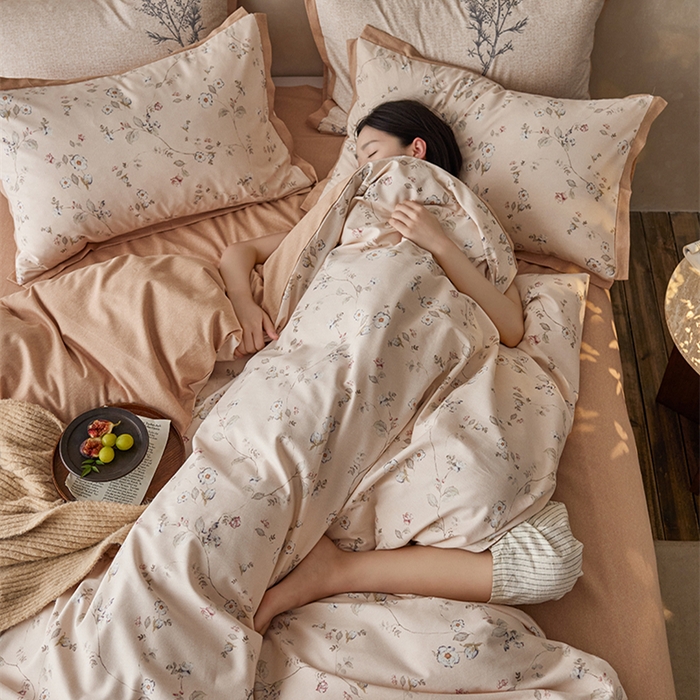 91家纺网 家纺一手货源 找家纺 2024新款全棉磨毛印花工艺款四件套 醉花间