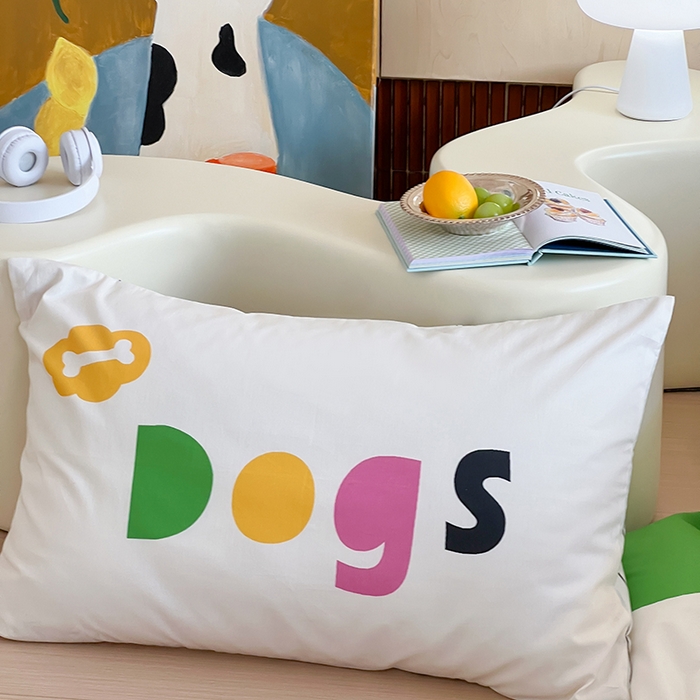 91家纺网 家纺一手货源 找家纺 2024新款40S设计师款全棉大版趣味印花系列四件套 滑板小狗