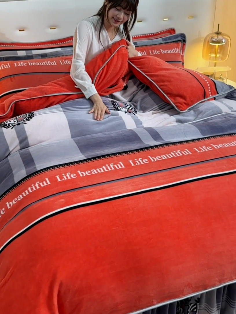 91家纺网 家纺一手货源 找家纺 绒品荟家纺 2025新款牛奶绒四件套 美丽生活