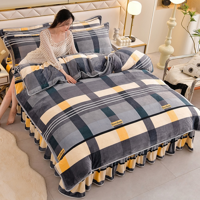 91家纺网 家纺一手货源 找家纺 绒品荟家纺 2025新款牛奶绒四件套 时尚格