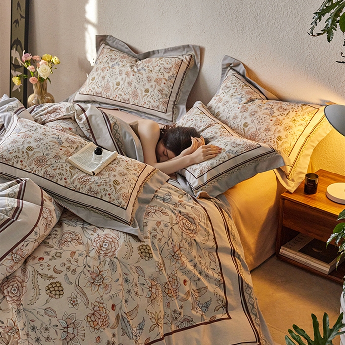 91家纺网 家纺一手货源 找家纺 2024新款全棉磨毛数码印花系列四件套 青山渡