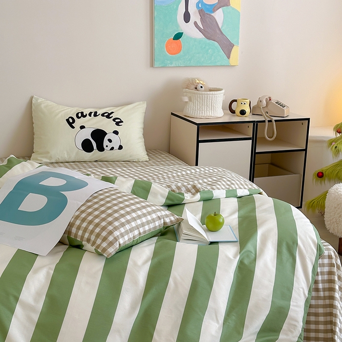 91家纺网 家纺一手货源 找家纺 2024新款40支13372全棉数码大版趣味系列四件套 熊猫潘达