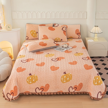 91家纺网 家纺一手货源 找家纺 （总）梓依家纺 2025新款牛奶绒花边单床盖三件套四件套