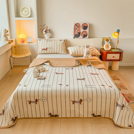 2024新款全棉卡通印花宝宝绒双拼床盖床垫 宠物狗