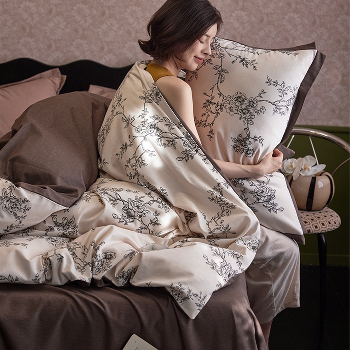 91家纺网 家纺一手货源 找家纺 2024新款全棉磨毛印花工艺款四件套 寻花集