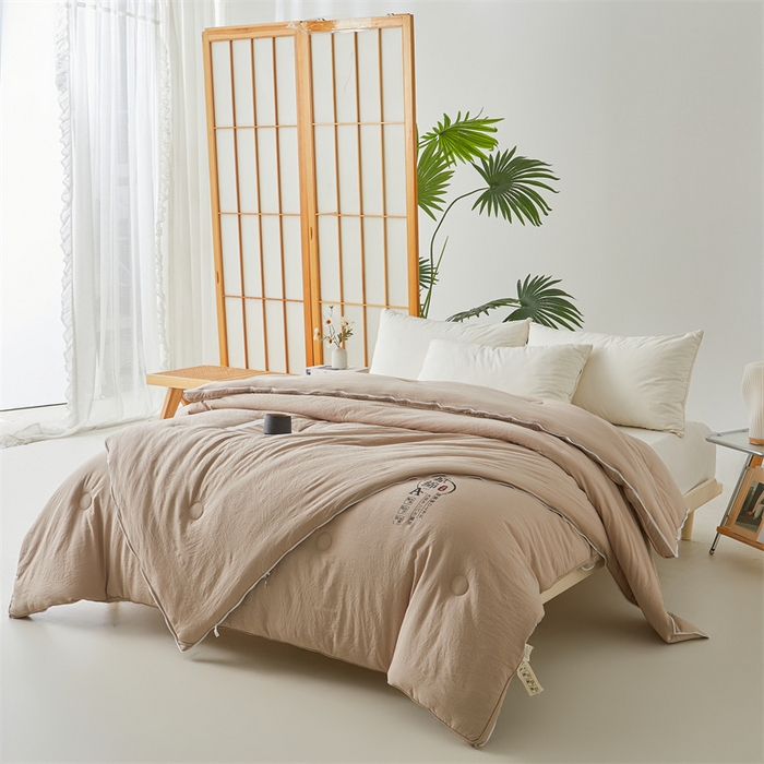 91家纺网 家纺一手货源 找家纺 创优家纺 2025新款原棉子母被双胎被春秋被冬被被子被芯二合一拉链款 原棉-卡其