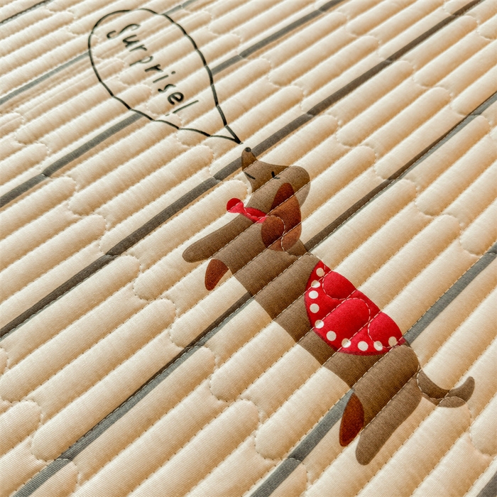 91家纺网 家纺一手货源 找家纺 2024新款全棉卡通印花宝宝绒双拼床盖床垫 宠物狗