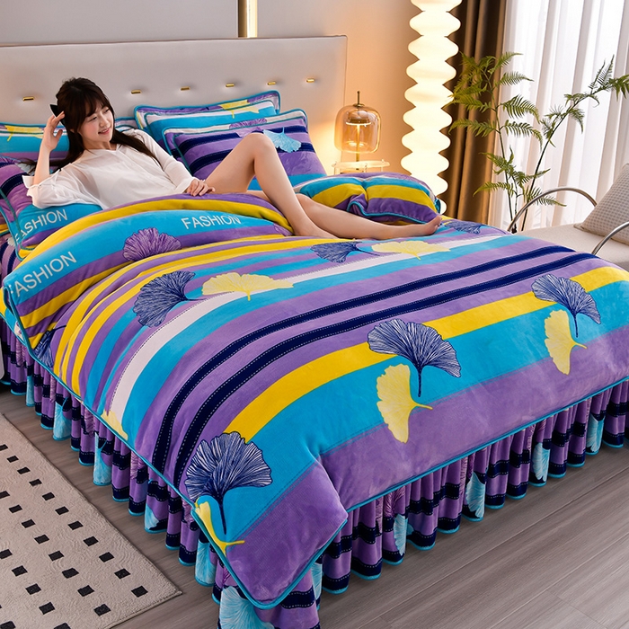 91家纺网 家纺一手货源 找家纺 绒品荟家纺 2025新款牛奶绒四件套 诗情画意