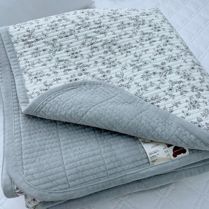 91家纺网 家纺一手货源 找家纺 2024新款棉加绒双面两用四季款床盖三件套 灰雾