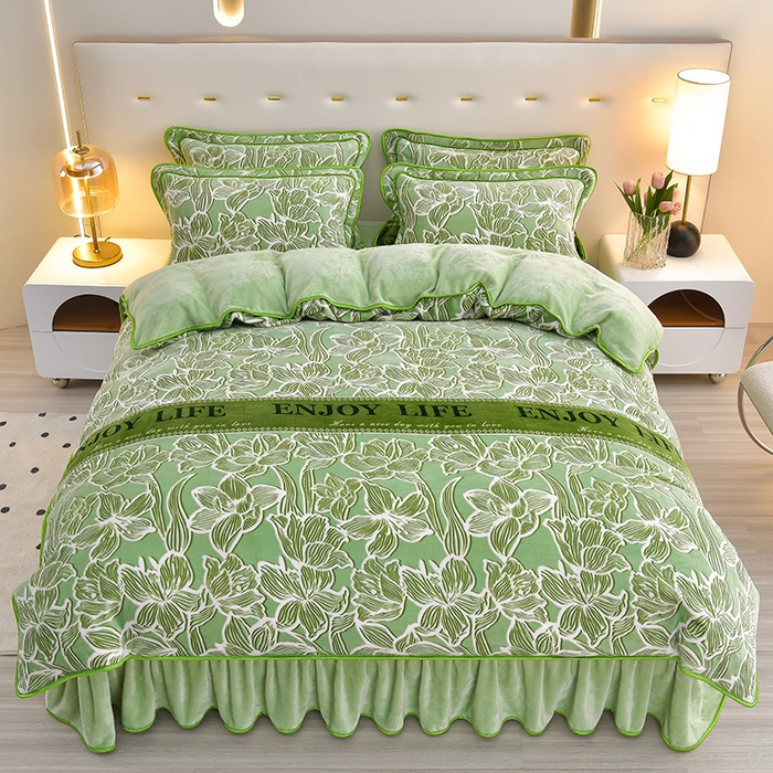 91家纺网 家纺一手货源 找家纺 绒品荟家纺 2025新款牛奶绒四件套 莫奈庄园