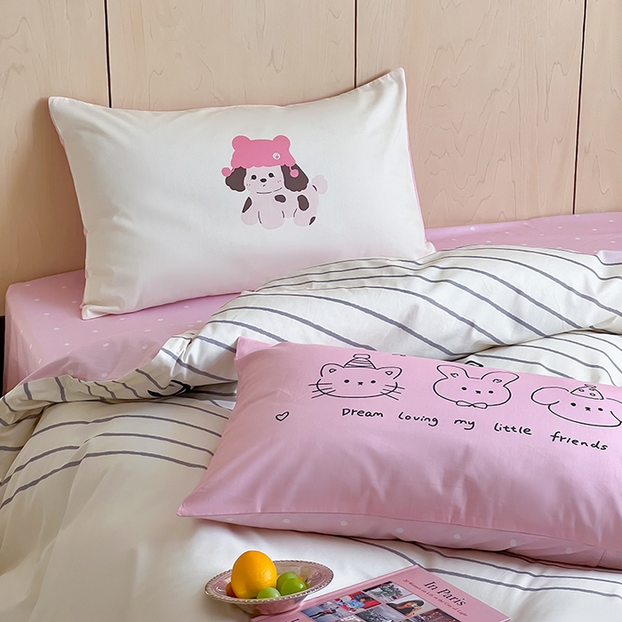 91家纺网 家纺一手货源 找家纺 2024新款40S设计师款全棉大版趣味印花系列四件套 可爱小屋