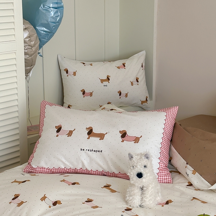 91家纺网 家纺一手货源 找家纺 2024新款40支13372全棉数码大版趣味系列四件套 狗狗派对