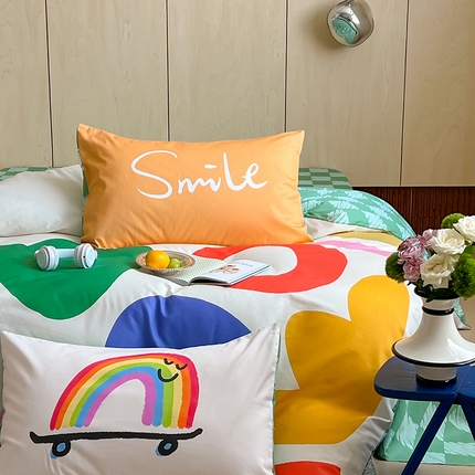 91家纺网 家纺一手货源 找家纺 2024新款40S设计师款全棉大版趣味印花系列四件套 趣味时光