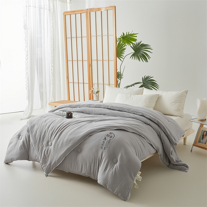 91家纺网 家纺一手货源 找家纺 创优家纺 2025新款原棉子母被双胎被春秋被冬被被子被芯二合一拉链款 原棉-灰色