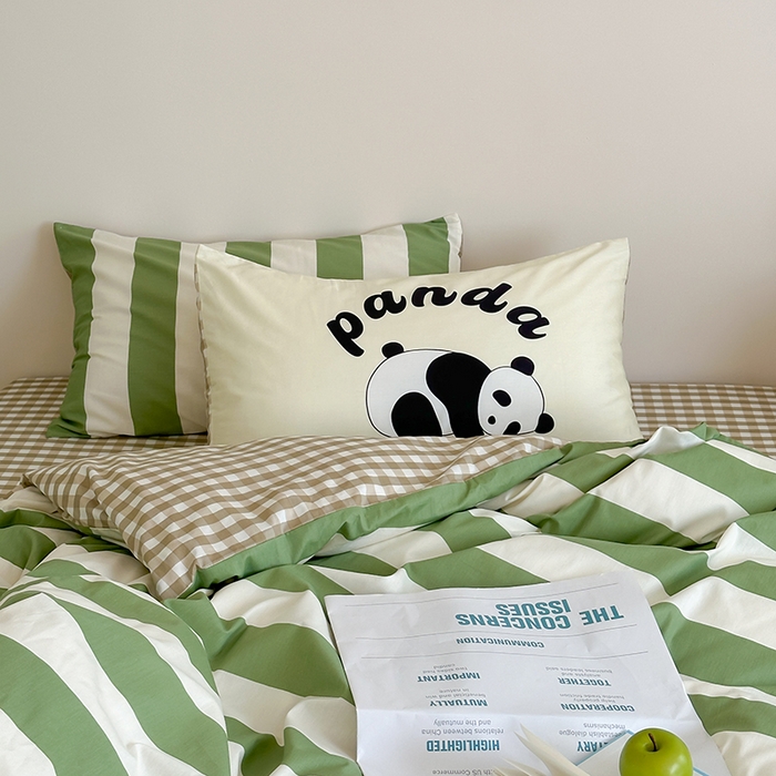 91家纺网 家纺一手货源 找家纺 2024新款40支13372全棉数码大版趣味系列四件套 熊猫潘达