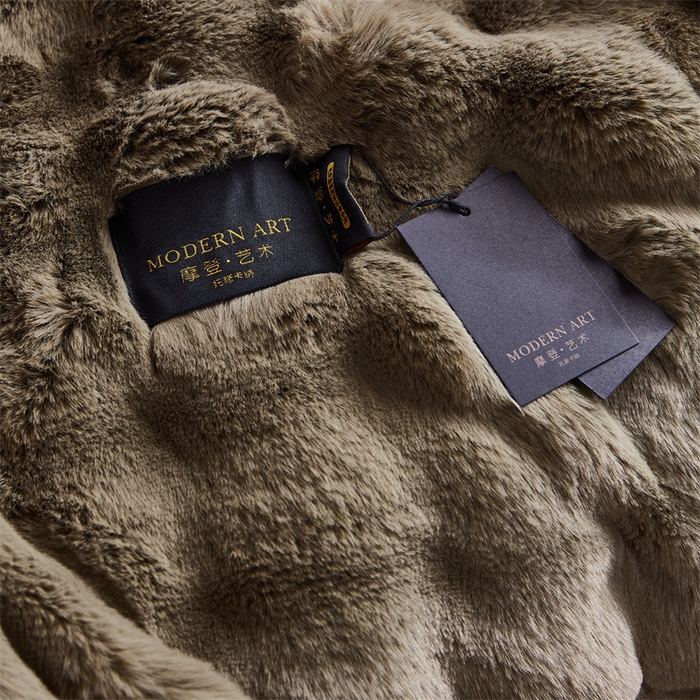 91家纺网 家纺一手货源 找家纺 2025新款仿皮草摩登艺术毛毯毯子子家用毛毛毯毯子四季盖毛毯毯子 艺术 茵绿