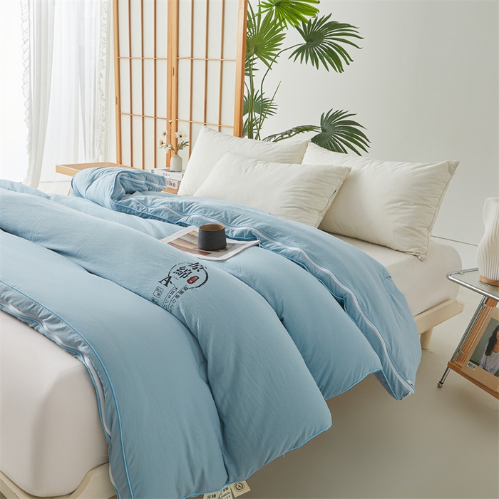 91家纺网 家纺一手货源 找家纺 创优家纺 2025新款原棉子母被双胎被春秋被冬被被子被芯二合一拉链款 原棉-蓝色