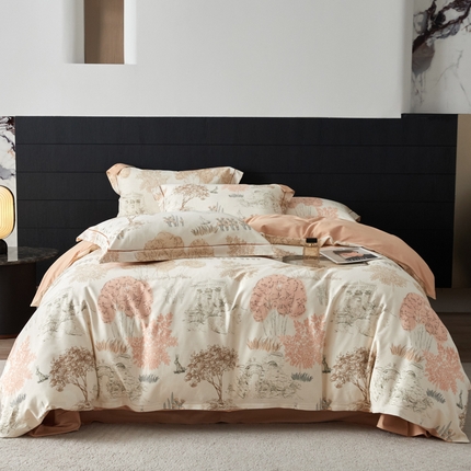 91家纺网 家纺一手货源 找家纺 2025新款全棉加厚生态磨毛印花四件套-基础款春日山茶