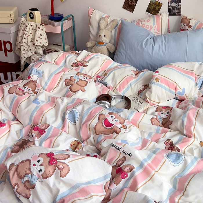 91家纺网 家纺一手货源 找家纺 星巴k家纺 2024新款A类超柔水洗棉印花四件套 兔兔报道