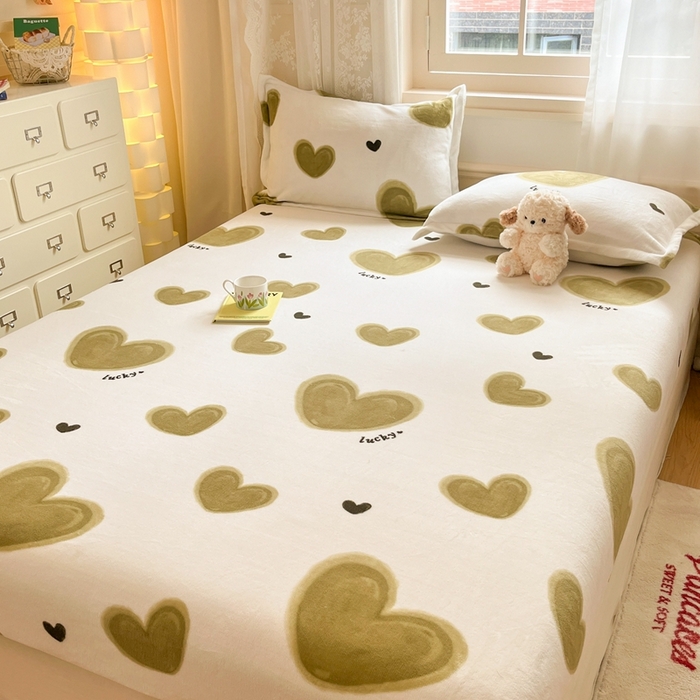 91家纺网 家纺一手货源 找家纺 川悦生活 2024新款加厚牛奶绒印花单床笠 床笠萌心