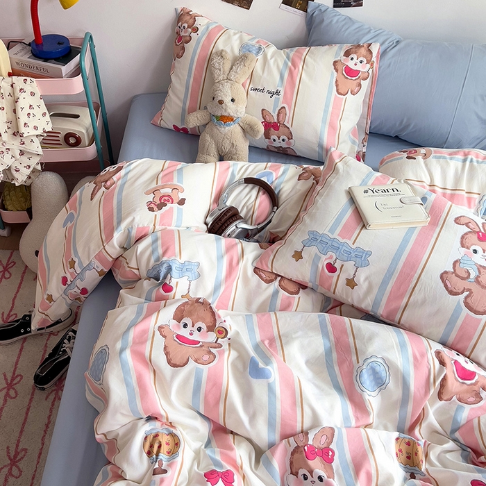 91家纺网 家纺一手货源 找家纺 星巴k家纺 2024新款A类超柔水洗棉印花四件套 兔兔报道