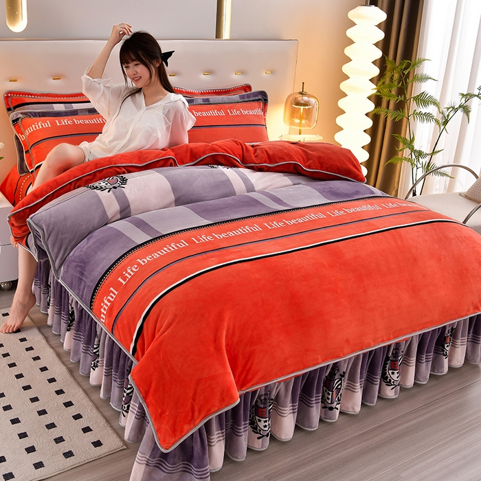 91家纺网 家纺一手货源 找家纺 绒品荟家纺 2025新款牛奶绒四件套 美丽生活