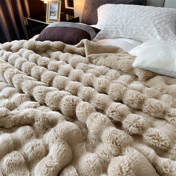 91家纺网 家纺一手货源 找家纺 2025新款仿皮草摩登艺术毛毯毯子子家用毛毛毯毯子四季盖毛毯毯子 艺术驼