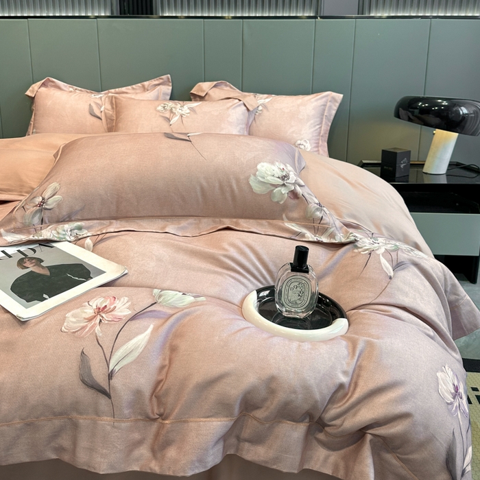 91家纺网 家纺一手货源 找家纺 舒慕 2025新款阳绒天丝棉磨毛数码印花缇芙绒四件套 珠华